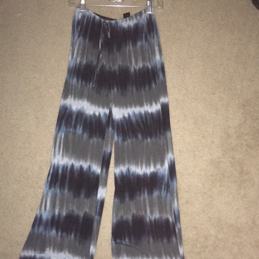 Flowy blue tie-dyed pants, size small